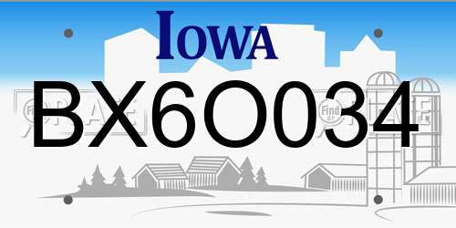 BX6O034 Iowa License Plate