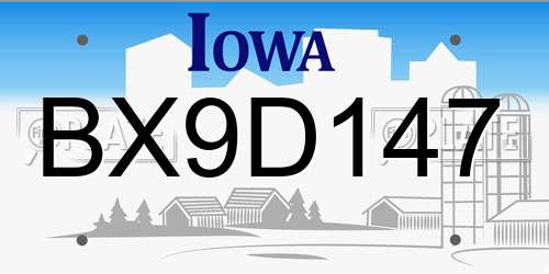 BX9D147 Iowa License Plate