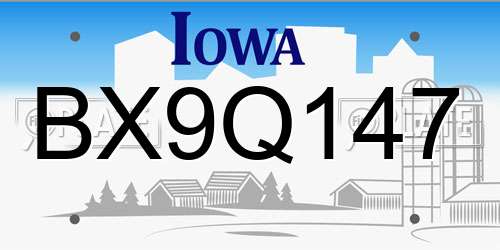 BX9Q147 Iowa License Plate