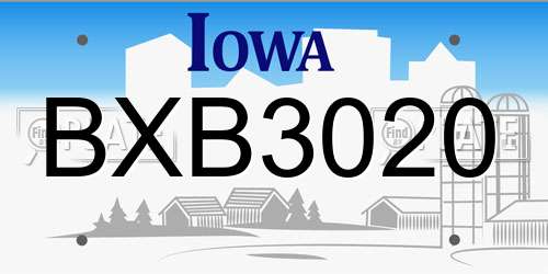 BXB3020 Iowa License Plate