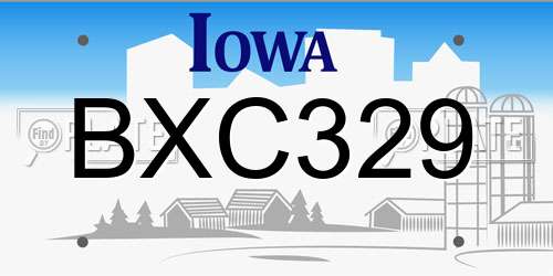 BXC329 Iowa License Plate