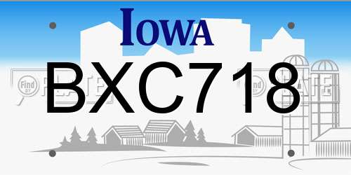 BXC718 Iowa License Plate