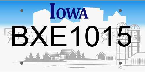 BXE1015 Iowa License Plate