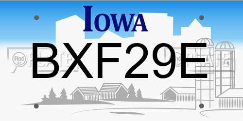 BXF29E Iowa License Plate