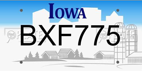BXF775 Iowa License Plate
