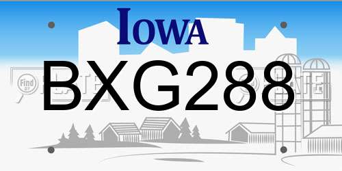 BXG288 Iowa License Plate