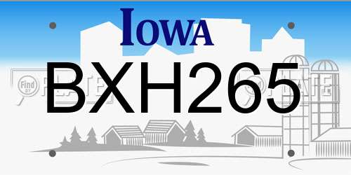 BXH265 Iowa License Plate