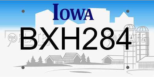 BXH284 Iowa License Plate