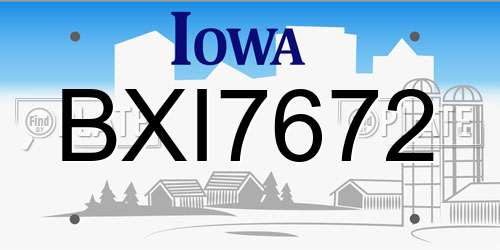 BXI7672 Iowa License Plate