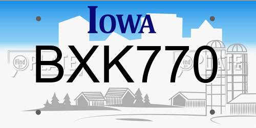 BXK770 Iowa License Plate