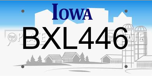 BXL446 Iowa License Plate