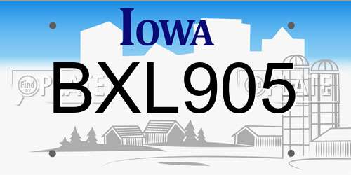 BXL905 Iowa License Plate