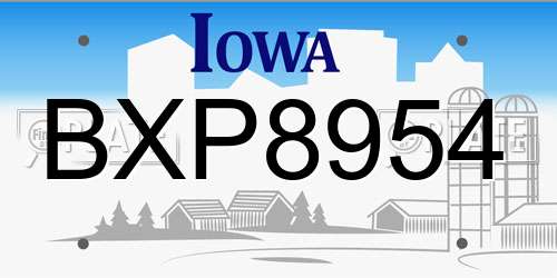 BXP8954 Iowa License Plate