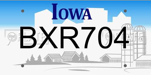 BXR704 Iowa License Plate