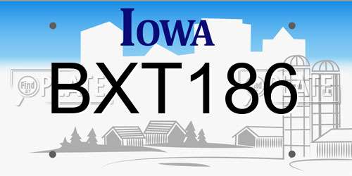 BXT186 Iowa License Plate