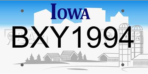 BXY1994 Iowa License Plate