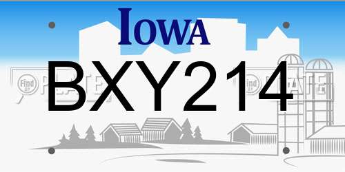 BXY214 Iowa License Plate