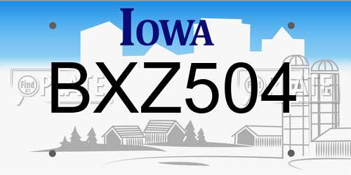 BXZ504 Iowa License Plate