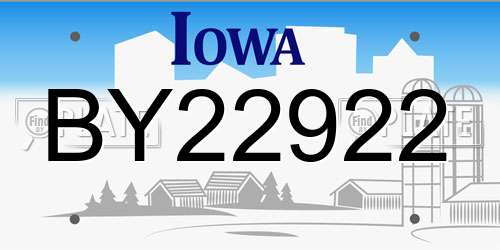 BY22922 Iowa License Plate