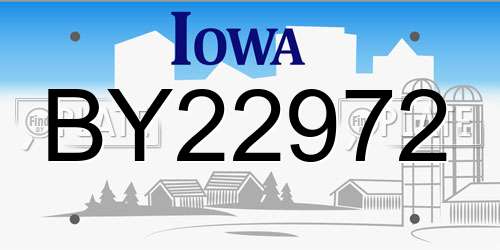 BY22972 Iowa License Plate