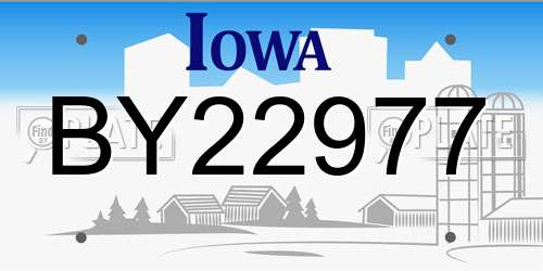 BY22977 Iowa License Plate