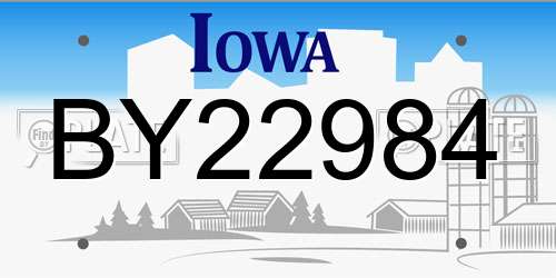 BY22984 Iowa License Plate