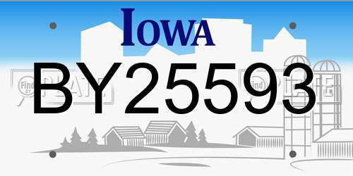 BY25593 Iowa License Plate