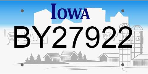 BY27922 Iowa License Plate