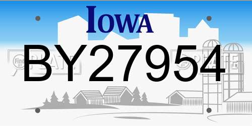 BY27954 Iowa License Plate