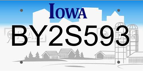 BY2S593 Iowa License Plate