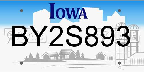 BY2S893 Iowa License Plate