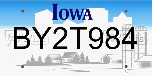 BY2T984 Iowa License Plate