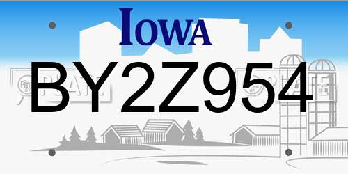 BY2Z954 Iowa License Plate