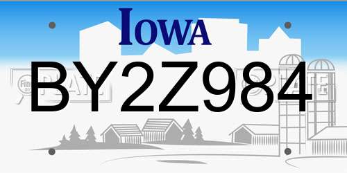 BY2Z984 Iowa License Plate