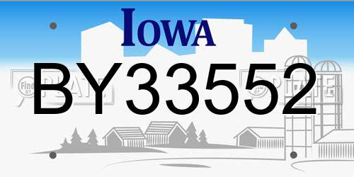 BY33552 Iowa License Plate