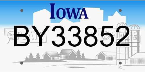BY33852 Iowa License Plate