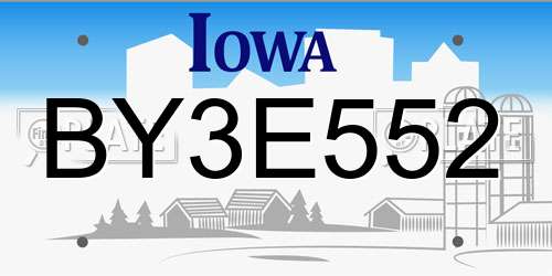 BY3E552 Iowa License Plate