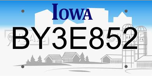 BY3E852 Iowa License Plate