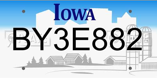 BY3E882 Iowa License Plate