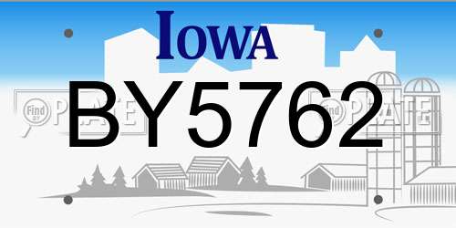 BY5762 Iowa License Plate