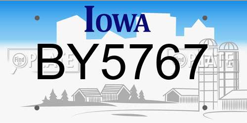BY5767 Iowa License Plate