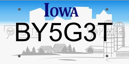 BY5G3T Iowa License Plate