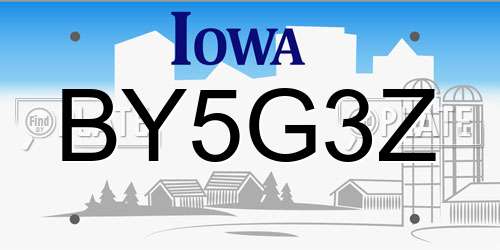 BY5G3Z Iowa License Plate