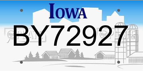 BY72927 Iowa License Plate