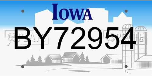 BY72954 Iowa License Plate