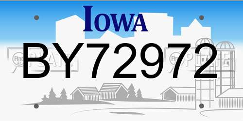 BY72972 Iowa License Plate