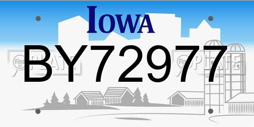 BY72977 Iowa License Plate