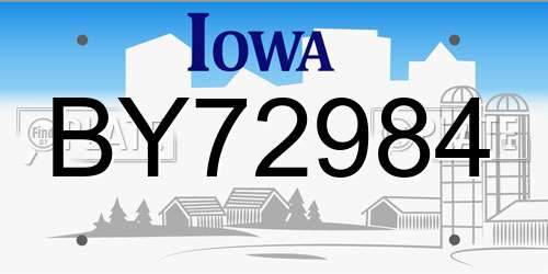 BY72984 Iowa License Plate