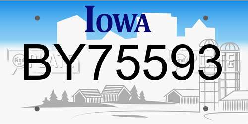 BY75593 Iowa License Plate