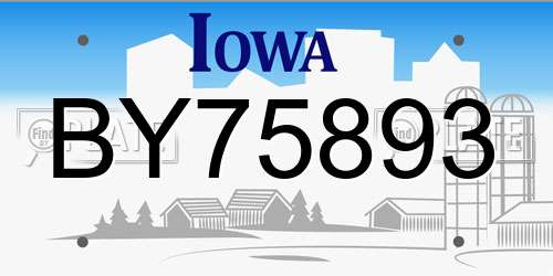 BY75893 Iowa License Plate